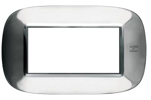PLACA 4 MODULOS COLOR ACERO INOXIDABLE ESTILO ELIPTICA  BTICINO REF HB4804AXL