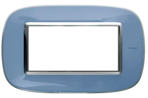 PLACA 4 MODULOS. COLOR  AZUL LIQUIDO, ESTILO ELIPTICA BTICINO REF HB4804DZ