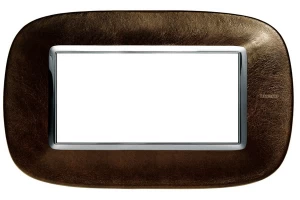 PLACA 4 MODULOS COLOR CUERO CAFE ESTILO ELIPTICA BTICINO REF HB4804SLS