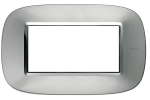 PLACA 4 MODULOS COLOR METALIZADO ALUMINIO BTICINO ESTILO ELIPTICA REF HB4804XC