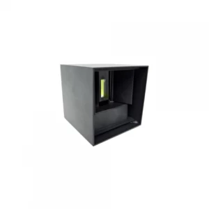 APLIQUE LED CUBO NEGRO BASE METALICA VIDRIO DOBLE LUZ CALIDO-JIE