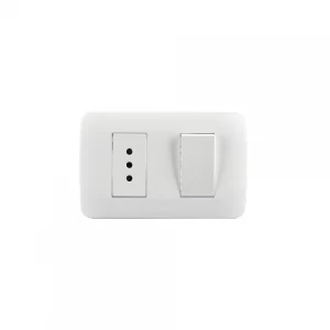 Interruptor Simple 9/12 Con Enchufe 10a 250v Blanco Lexo
