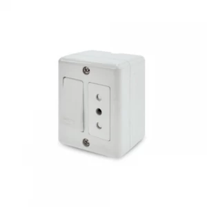 Interruptor Simple Sobrepuesto 9/12+ Toma Corriente 10a Blanco Lexo
