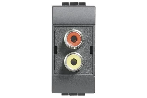 TOMA DOBLE RCA C/ COLLAR - ROJO Y AMARILLO BTICINO COD REF L4269R