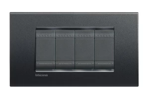 PLACA RECTANGULAR 4 MODELO LIVING LIGHT. TERMINACION ANTRACITA BTICINO REF LNA4804AR