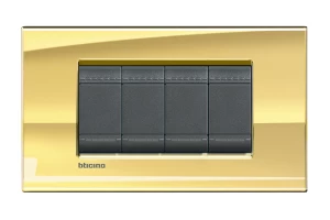 PLACA RECTANGULAR 4 MODELO LIVING LIGHT. COLOR ORO FRIO BTICINO REF LNA4804OA