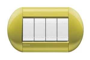 PLACA ELIPTICA 4 MOD LIVING LIGHT. TERMINACION CITRON BTICINO COD REF LNB4804CT
