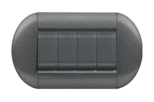 PLACA ELIPTICA 4 MODELO LIVING LIGHT. TERMINACION GRAFITO BTICINO COD REF LNB4804GF