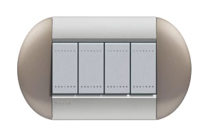 PLACA ELIPTICA 4 MODELO LIVING LIGHT. TERMINACION BRONCE BTICINO COD REF LNB4804TB