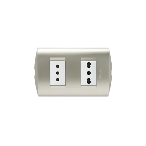 Enchufe Doble 10a+10/16a Perla Blanco Modus Style Bticino Ref Ae2288ebna