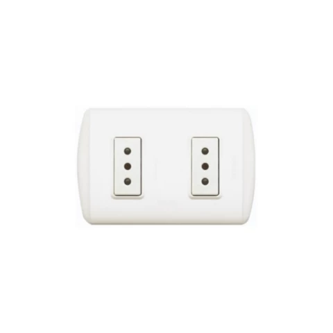 Enchufe Doble Embutido Modus Blanco 10a 250v Bticino Ref 1208bn
