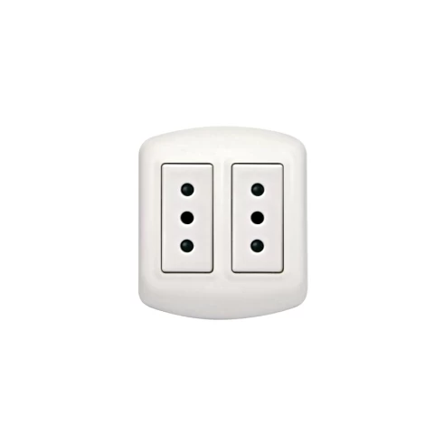 Enchufe Doble Sobrepuesto Modus Plus 10a Blanco Bticino Ref Cal1208bn
