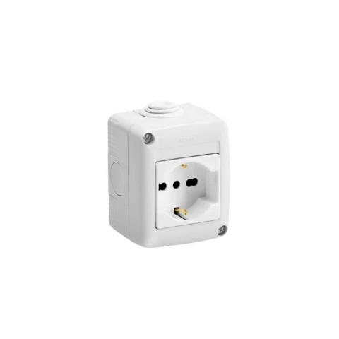 Enchufe Hembra Industrial Sobre Schuko 2p+t 220v 10/16a Gewiss Ref Gw27812