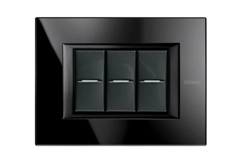 PLACA 3 MODULOS. COLOR VIDRIO NIGHTER MODELO AXOLUTE BTICINO REF HA4803VNB