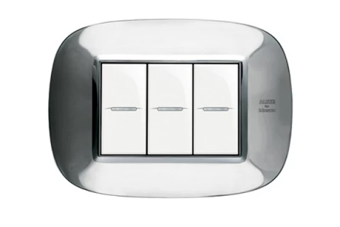 PLACA 3 MODULOS. COLOR ACERO ESTILO ELIPTICA BTICINO REF HB4803AXL