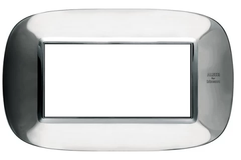 PLACA 4 MODULOS COLOR ACERO INOXIDABLE ESTILO ELIPTICA  BTICINO REF HB4804AXL
