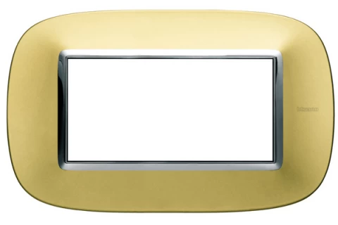 PLACA 4 MODULO COLOR ORO SATINADO  ESTILO ELIPTICA BTICINO COD REF HB4804OS