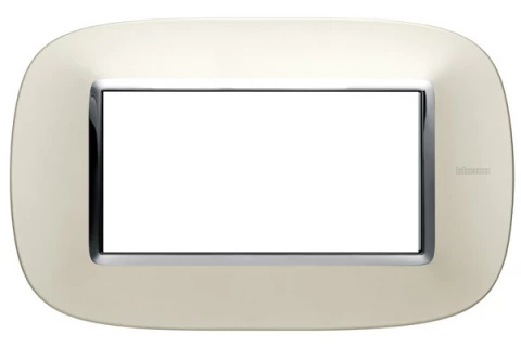 PLACA 4 MODULO. COLOR  PLATA SATINADA  ESTILO ELIPTICA BTICINO REF HB4804SAN