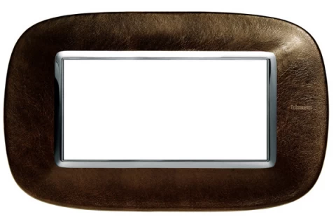 PLACA 4 MODULOS COLOR CUERO CAFE ESTILO ELIPTICA BTICINO REF HB4804SLS