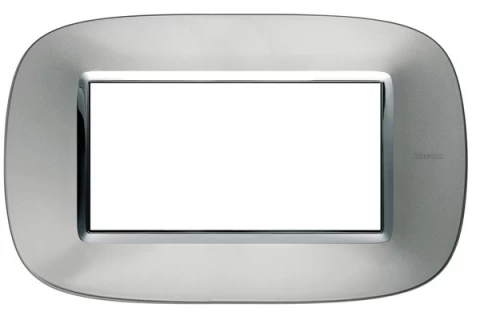 PLACA 4 MODULOS COLOR METALIZADO ALUMINIO BTICINO ESTILO ELIPTICA REF HB4804XC