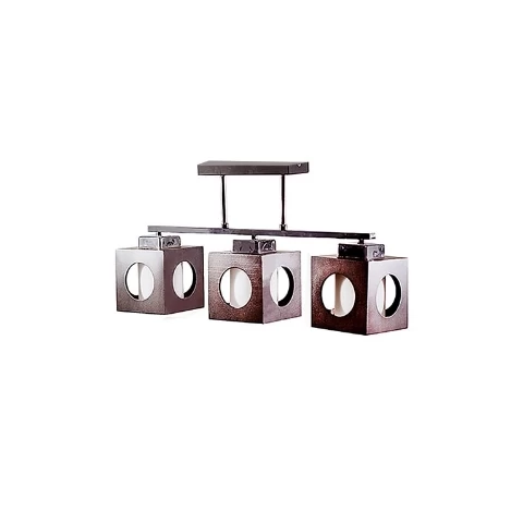 LAMPARA DE TECHO 3 FOCOS VASO EMPAVONADO MADERA E-27 (A-D-5)