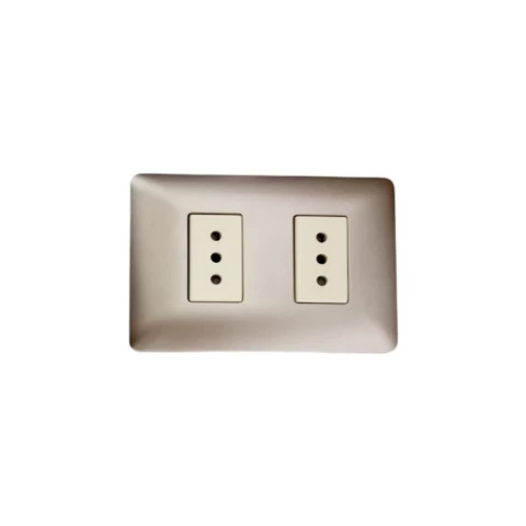 ENCHUFE DOBLE CHAMPAGNE 10AMP STANFORD
