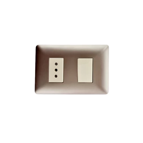 Interruptor Simple 9/12 Con Enchufe 10a 250v Champagne Stanford