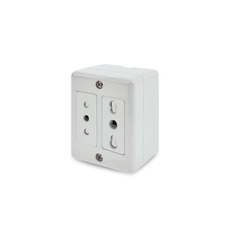 Enchufe Doble Sobrepuesto 10a+10/16a Blanco Lexo