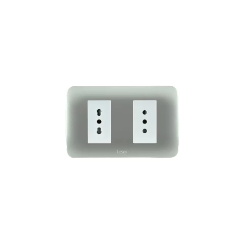 Enchufe Doble 10/16a 250v Blanco Plata Lexo
