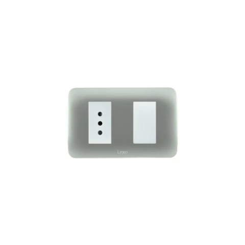 Interruptor Simple 9/12+ Enchufe 10a 250v Blanco Plata Lexo