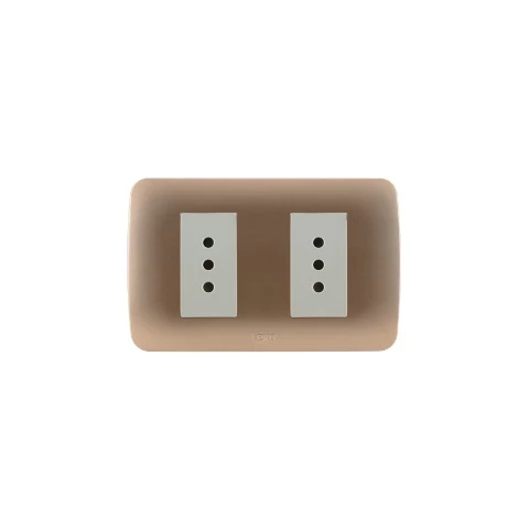 Enchufe Doble 10a 250v Beige Armado Titanio Lexo
