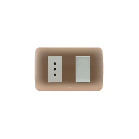 Interruptor Simple 9/12 + Enchufe 10a 250v Beige Titanio Lexo