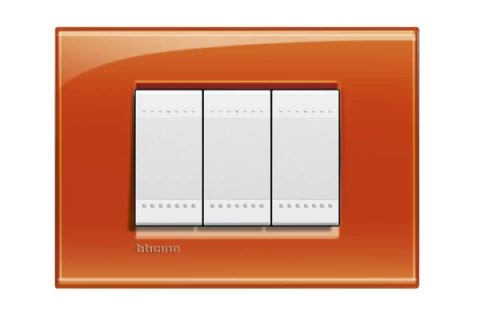 PLACA RECTANGULAR 3 MOD. TERMINACION NARANJA BTICINO REF LNA4803OD