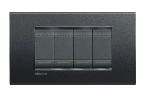 PLACA RECTANGULAR 4 MODELO LIVING LIGHT. TERMINACION ANTRACITA BTICINO REF LNA4804AR