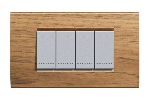 PLACA RECTANGULAR 4 MOD. TERMINACION NOGAL ITALIANO BTICINO REF LNA4804LNC