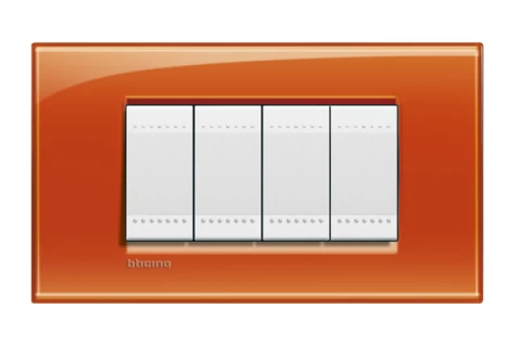 PLACA RECTANGULAR 4 MODELO LIVING LIGHT. COLOR NARANJA BTICINO REF LNA4804OD