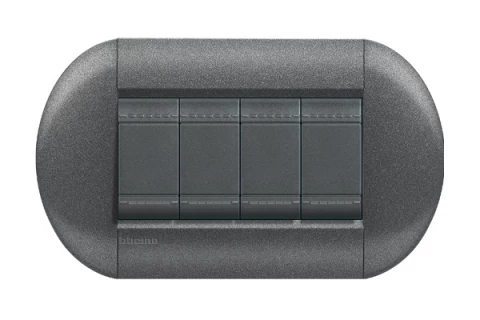 PLACA ELIPTICA 4 MODELO LIVING LIGHT. TERMINACION GRAFITO BTICINO COD REF LNB4804GF