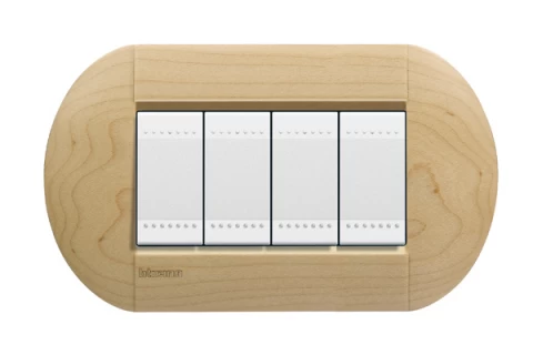 PLACA ELIPTICA 4 MODELO LIVING LIGHT. TERMINACION ACER BTICINO COD REF LNB4804LAE