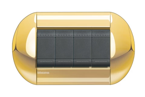 PLACA ELIPTICA 4 MOD. TERMINACION ORO BTICINO COD REF LNB4804OC