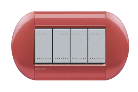 PLACA ELIPTICA 4 MODELO LIVING LIGHT. TERMINACION SUNSET BTICINO COD REF LNB4804SS