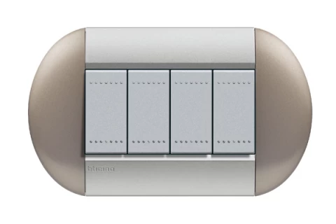 PLACA ELIPTICA 4 MODELO LIVING LIGHT. TERMINACION BRONCE BTICINO COD REF LNB4804TB