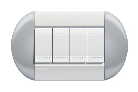 PLACA ELIPTICA 4 MODELO LIVING LIGHT. TERMINACION SKY BTICINO COD REF LNB4804TS