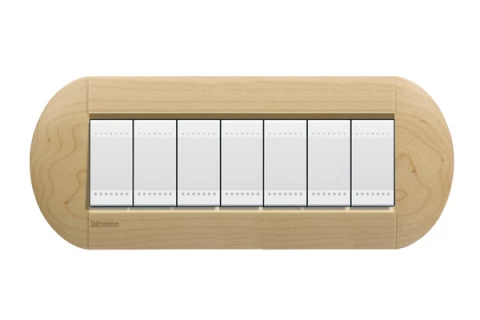 PLACA ELIPTICA 7 MODELO LIVING LIGHT.TERMINACION ACERO BTICINO COD REF LNB4807LAE
