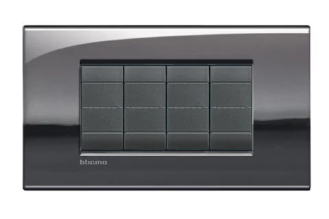 PLACA AIR 4 MODULOS. COLOR PELTRE MODELO LIVING LIGHT BTICINO REF LNC4804PT
