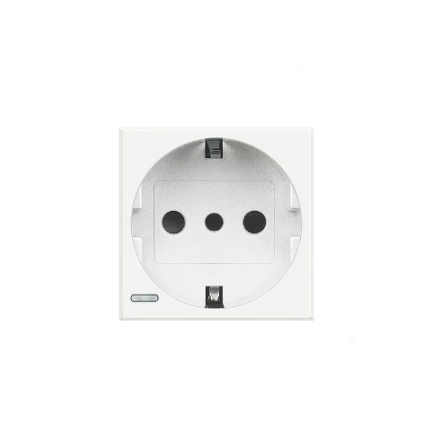 Toma Schuko 2p+t 10/16a 250v Bornes Automaticos - Blanca Bticino Cod Ref Hd4140w
