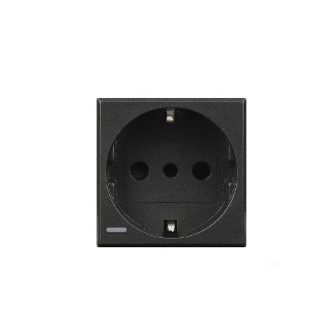 Toma Schuko 2p+t 10/16a 250v Bornes Automaticos - Oscura Bticino Cod Ref Hs4140w