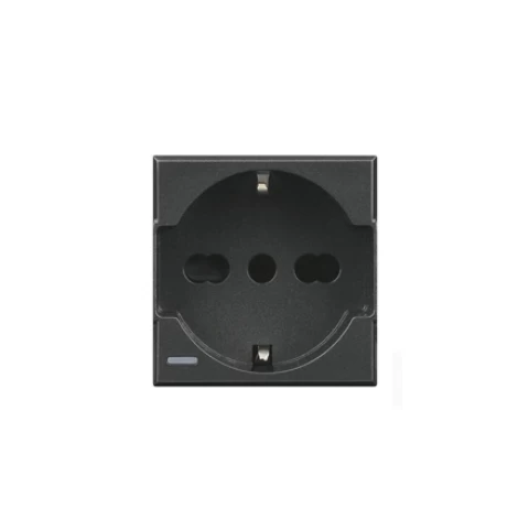 Toma Universal - Schuko 2p+t 10a Y 16a 250v - Oscura Bticino Ref Hs4140/16